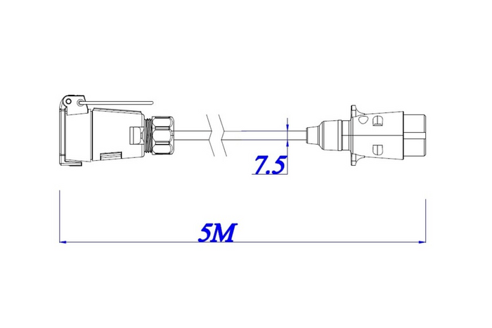 Câble électrique KAMAR E1223 5 m, prise/fiche 12 V, 7 broches