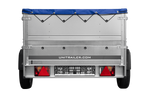 Remorque légère sur ressorts 200x125 UNITRAILER GARDEN 201/R KIPP avec côtés BIS, châssis H-0 et bâche bleue