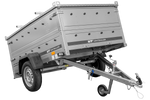 Remorque légère 200x125 UNITRAILER GARDEN 201 KIPP avec ridelles supplémentaires et bâche en aluminium