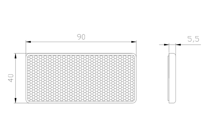 Réflecteur rectangulaire rouge FRISTOM DOB-035C 90x40mm