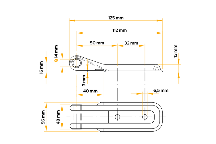 Charnière latérale de remorque WINTERHOFF BSCH 10-14-120-PO pour montage latéral de remorque