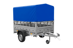 Remorque voiture 200x125 UNITRAILER GARDEN 201 KIPP avec ridelles grillagées, châssis H-800 et bâche grise