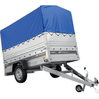 Remorque porte-voitures 230x125 UNITRAILER FORCE 230 KIPP avec ridelles BIS, châssis H-800 et bâche bleue