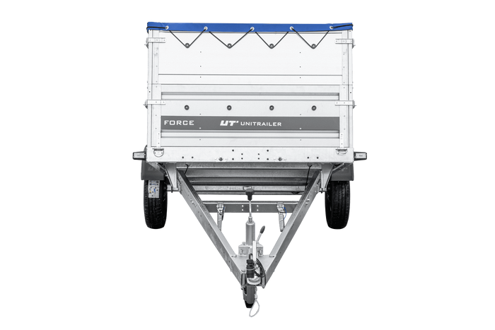 Remorque légère 264x125 UNITRAILER FORCE 264 KIPP avec ridelles BIS, châssis H-0 et bâche bleue