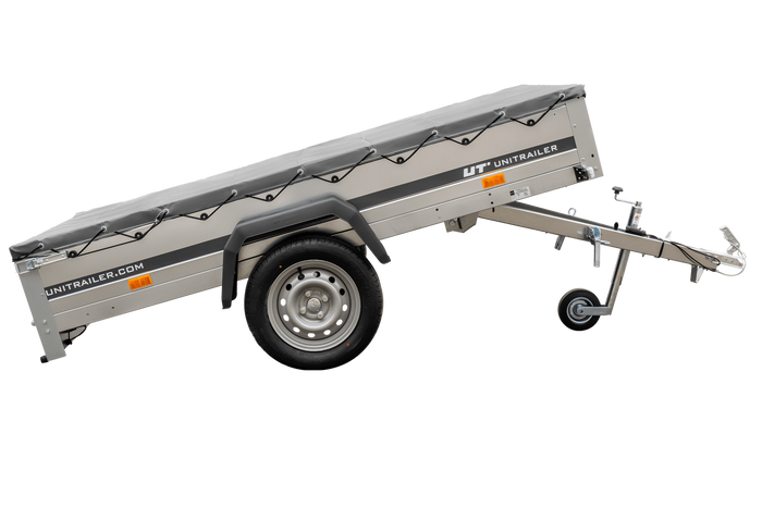 Remorque à un essieu 230x125 UNITRAILER GARDEN 230 KIPP avec châssis H-0 et bâche grise
