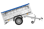 Remorque à un essieu 200x106 UNITRAILER GARDEN 200 KIPP avec côtés en filet et bâche bleue