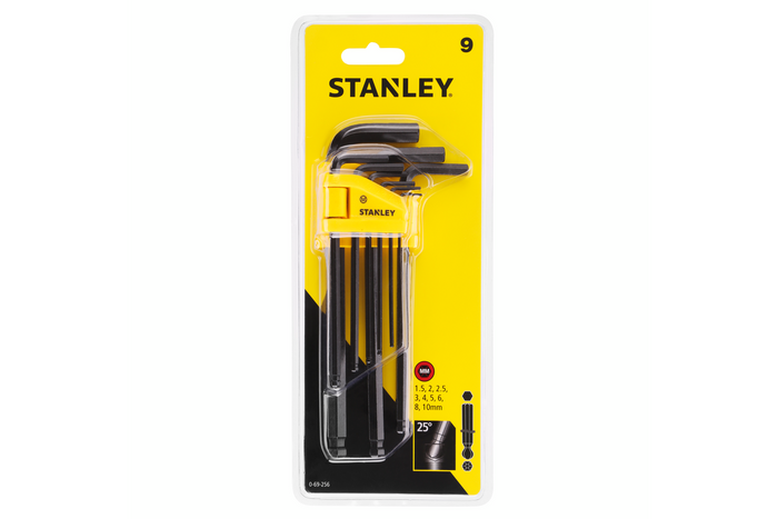 Clés Allen STANLEY, clés hexagonales à tête sphérique 1,5-10 mm, 9 pièces.