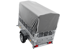 Remorque porte-voitures 200x106 UNITRAILER GARDEN 200 KIPP avec côtés en filet, châssis H-800 et bâche grise