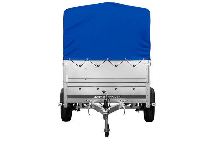 Remorque légère sur ressorts 200x125 UNITRAILER GARDEN 201/R KIPP avec côtés, ridelles BIS, châssis H-800 et bâche bleue