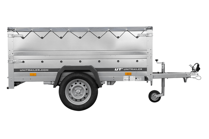 Remorque légère sur ressorts 200x125 UNITRAILER GARDEN 201/R KIPP avec côtés BIS, cadre H-0 et bâche grise