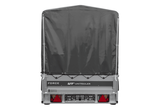 Remorque porte-voitures 264x125 UNITRAILER FORCE 264 KIPP avec châssis H-1100 et bâche grise