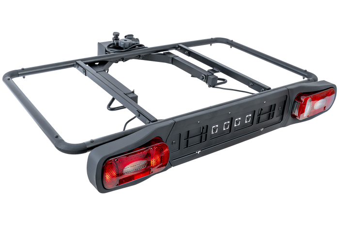 Plateforme avec coffre de remorquage + adaptateur pour le transport de 3 vélos Inter Pack Re-Cargo