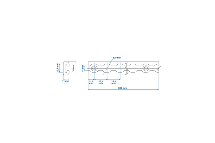 Rail de chargement Airline ProPlus 342172, rail de chargement en aluminium, 30 cm