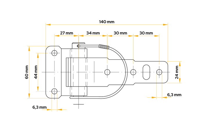 Charnière latérale amovible WINTERHOFF BSCH 30-2 montage latéral sur remorque