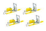 Ensemble de quatre sangles de transport UNITRAIER avec tendeur 4 m/25 mm/1 t jaunes