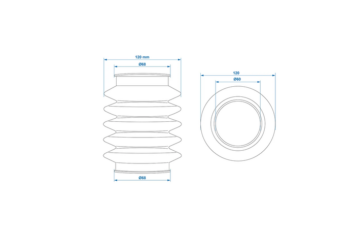 Soufflet en caoutchouc fixant le coulisseau du dispositif de dépassement ProPlus 60 mm pour les dispositifs de dépassement KNOTT KF/KFG
