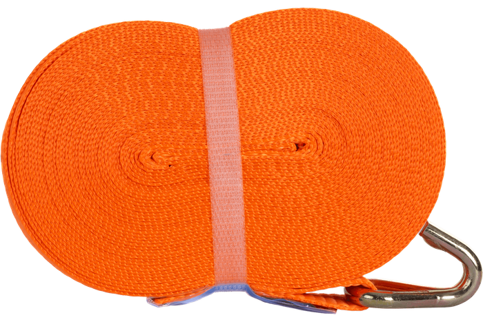 Ensemble de quatre courroies de transport UNITRAILER 12 m/25 mm/1 t orange avec tendeur