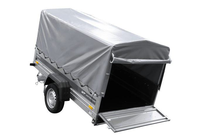 Remorque à un essieu 230x125 UNITRAILER FORCE 230 KIPP avec châssis H-800 et bâche grise