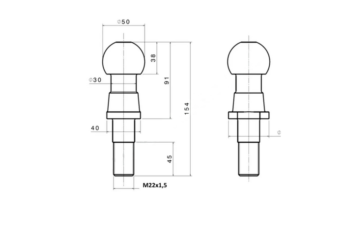 Boule d'attelage XIMPLIO surélevée 50 mm, capacité de remorquage de 3500 kg