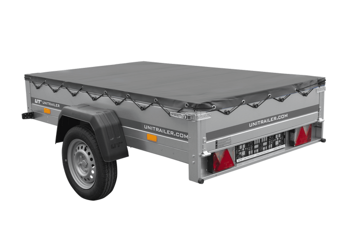 Remorque de voiture 200x125 UNITRAILER GARDEN 201 KIPP avec châssis H-0 et bâche grise