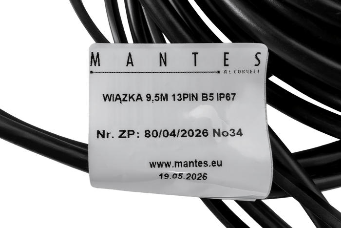 Faisceau électrique MANTES pour remorque de bateau, 9,5 m, prise 13 broches, 2 baïonnettes 5 broches