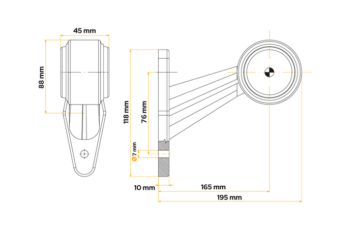 Feu de gabarit LED FRISTOM FT-009E universel sur bras en caoutchouc