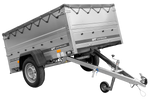 Remorque légère 200x125 UNITRAILER GARDEN 201 KIPP avec ridelles supplémentaires, châssis H-0 et bâche grise