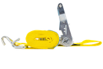 Ensemble de quatre courroies de transport jaunes UNITRAIER 3 m/25 mm/1 t avec tendeur