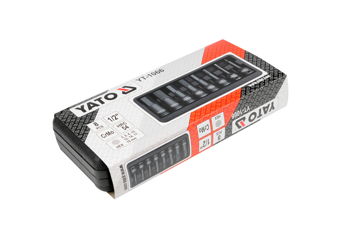 YATO YT-1066 clés à chocs hexagonales douilles 6-19mm 8 pièces.