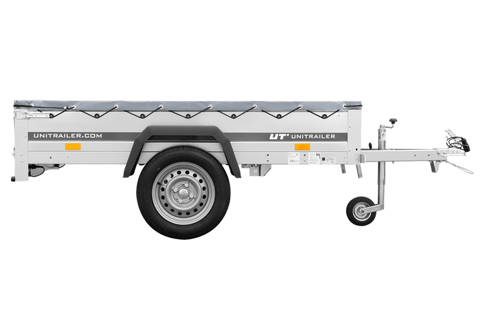 Remorque à un essieu 200x106 UNITRAILER GARDEN 200 KIPP avec châssis H-0 et bâche grise