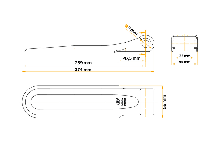 Charnière latérale STEELPRESS ZW-01.270A pour montage latéral de remorque