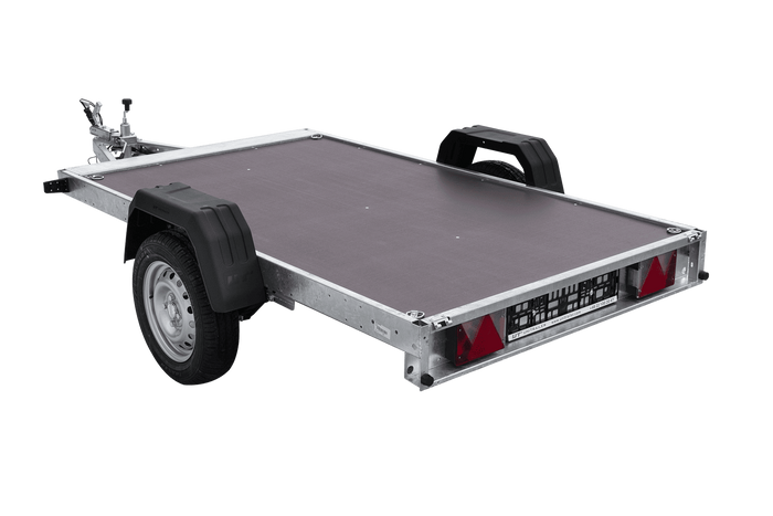 Remorque à un essieu 230x125 UNITRAILER FORCE 230 KIPP avec châssis H-800 et bâche bleue