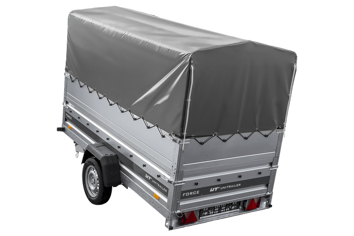 Remorque légère sur ressorts 264x125 UNITRAILER FORCE 264/R KIPP avec ridelles BIS, châssis H-800 et bâche grise