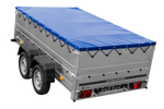 Remorque à deux essieux 264x150 UNITRAILER GARDEN 265/2 KIPP avec ridelles BIS, châssis H-0 et bâche bleue