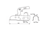 Attelage à boule STEELPRESS ZSK-1700D+Z2 pour remorque de 1700 kg avec timon tubulaire de 35 à 50 mm