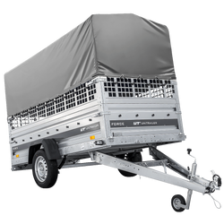 Remorque porte-voitures sur ressorts 264x125 UNITRAILER FORCE 264/R KIPP avec côtés en filet, châssis H-800 et bâche grise