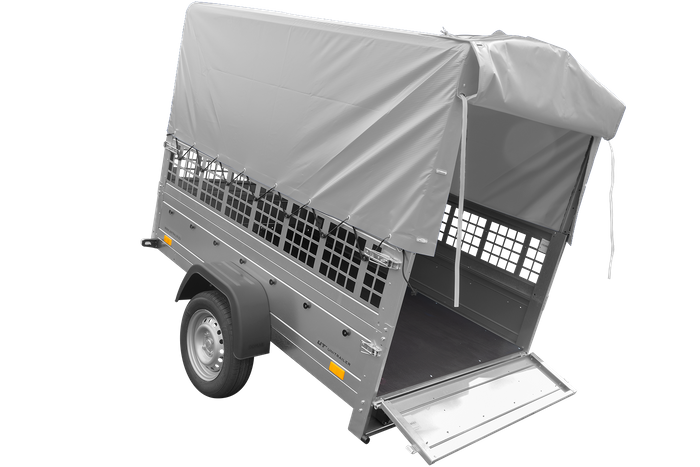 Remorque pour permis B Garden Trailer 201 KIPP 500 kg 200 x 125 cm [avec rehausses grillagées, bâche haute, arceau et roue jockey]