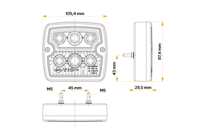 Feu arrière LED HORPOL LZD 967, 3 fonctions universel