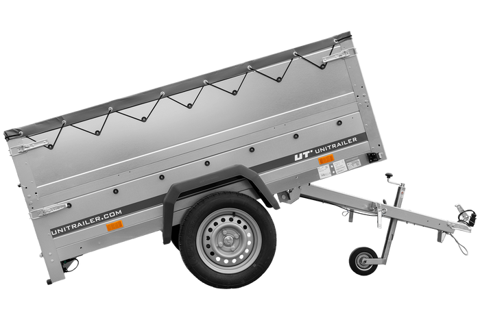 Remorque légère 200x125 UNITRAILER GARDEN 201 KIPP avec ridelles supplémentaites et bâche grise