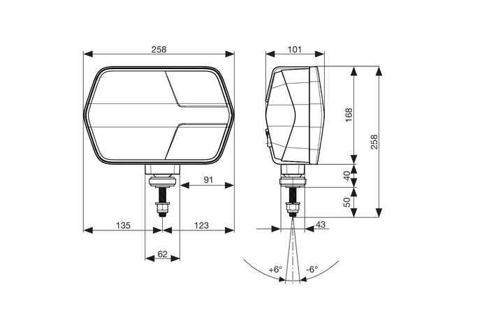 Phare avant LED ASPÖCK LuxLED II 7 fonctions 6 broches DEUTSCH DT06-6S gauche