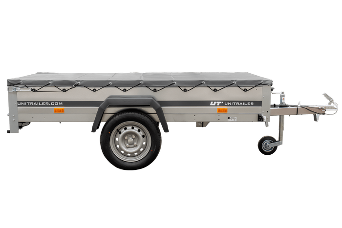 Remorque à un essieu 230x125 UNITRAILER GARDEN 230 KIPP avec châssis H-0 et bâche grise