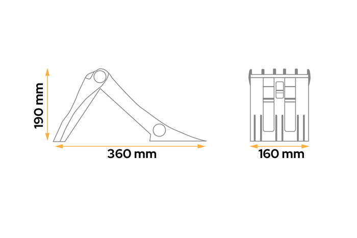 Lot de deux cales de roue pliables LOKHEN ORIGAMY 46 h : 190 mm / kit avec poignée