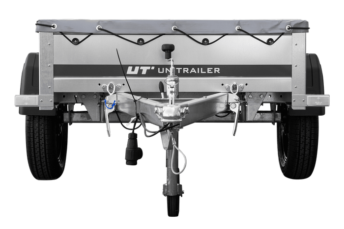 Petite remorque à vendre Garden Trailer 150 KIPP [avec bâche plate grise, roue jockey et tiges de support bâche]