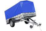 Remorque légère 230x125 UNITRAILER GARDEN 230 KIPP avec châssis H-800 et bâche bleue