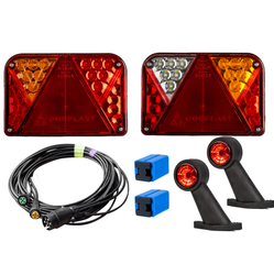Kit d'éclairage : feux arrière LED DOBPLAST DPT35 + feux de position latéraux LED FRISTOM FT-009 + faisceau MANTES 7 m 7 broches