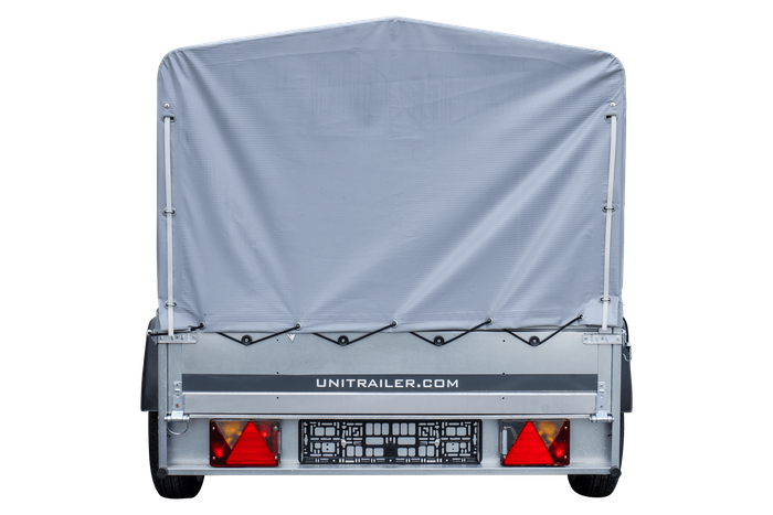 Remorque à un essieu 230x125 UNITRAILER GARDEN 230 KIPP avec châssis H-800 et bâche grise