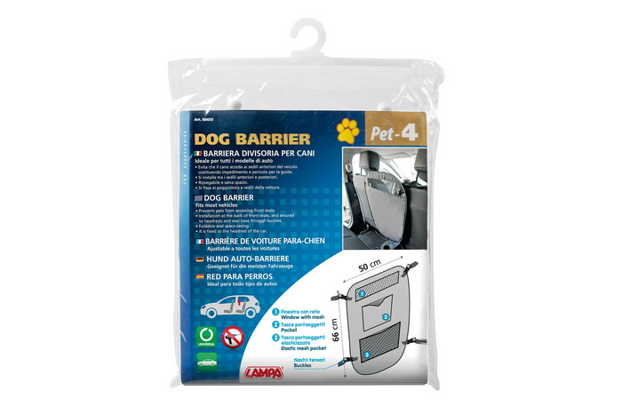 Cloison de séparation pour chien LAMPA PET-4 barrière fixée aux sièges avant 50x66cm