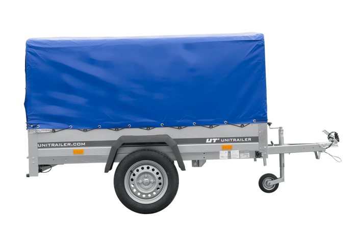 Remorque légère 200x125 UNITRAILER GARDEN 201 KIPP avec châssis H-800 et bâche bleue