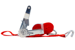 Ensemble de quatre sangles de transport UNITRAIER avec tendeur 4 m/25 mm/1 t rouge