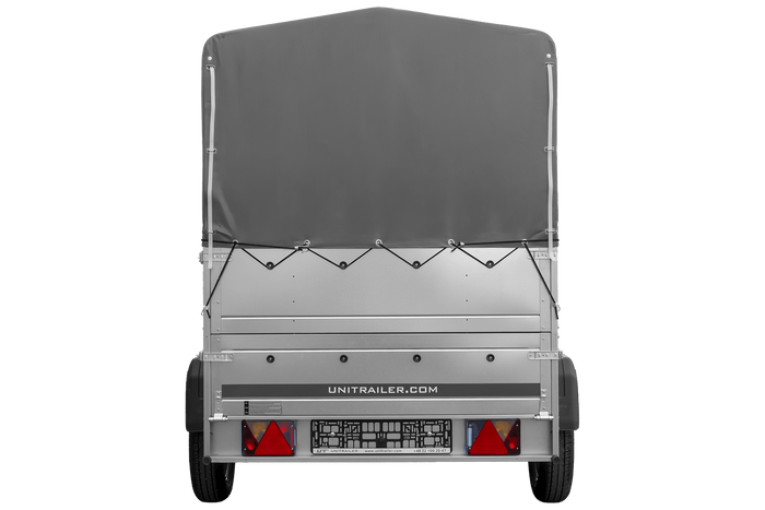 Remorque porte-voitures 200x125 UNITRAILER GARDEN 201 KIPP avec ridelles BIS, châssis H-800 et bâche grise